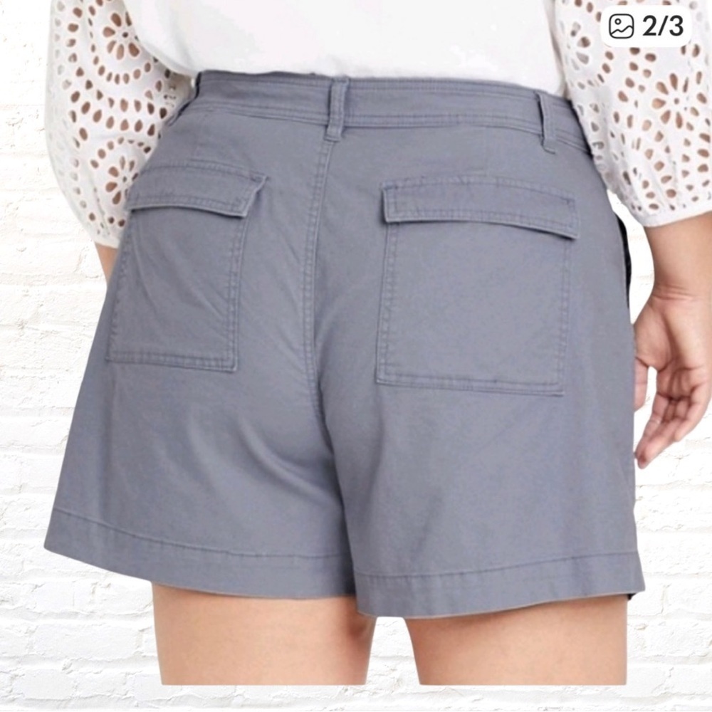 A New Day Flat Front Grey Canvas Shorts Size 18 - Picture 3 of 9
